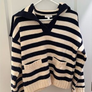 SOLD - Black and Cream Striped Women's Sweater